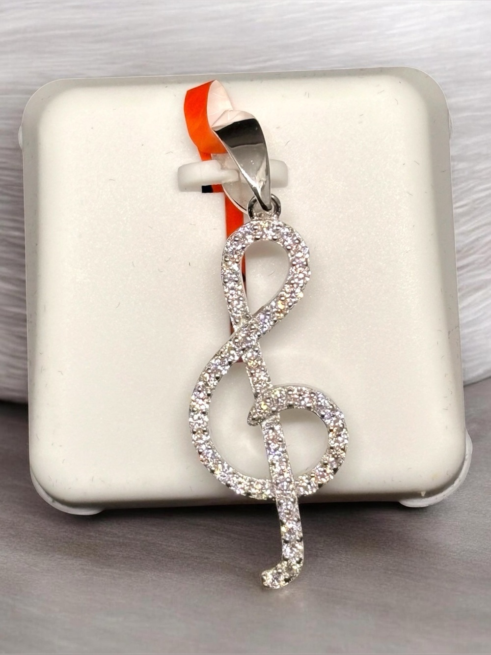 Moissanite 1CTW Sterling Silver Treble Clef Music Note Pendant